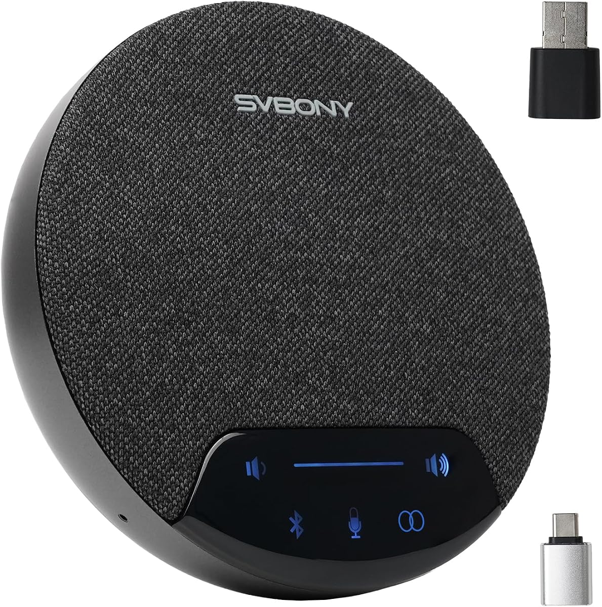 SVBONY SVN O1 Altavoz de conferencia y micrófono para 2 a 6 participantes | para salas de conferencias pequeñas, cancelación de ruido 3A+AI, 4 micrófonos, captación de voz de 360°, enlace estabilizado UHF, con tipo C y dongle