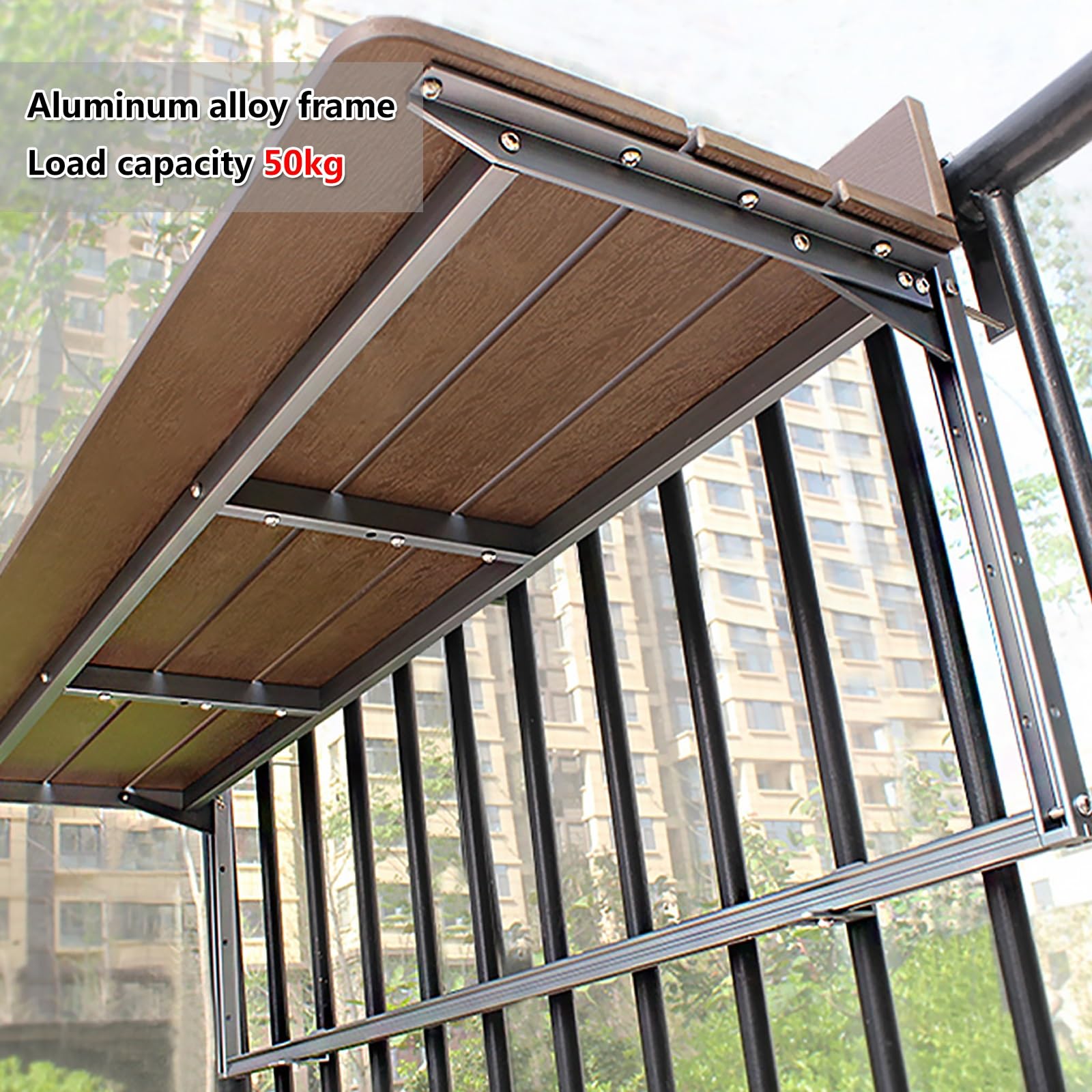 Tavolo da balcone regolabile,Tavolino da Balcone Pieghevole,2/5 Altezze Regolabili,Tavolo Tavolino da Ringhiera Salvaspazio,per Patio, Portico, Terrazza(L100*w27cm/L39.4*W10.6IN)