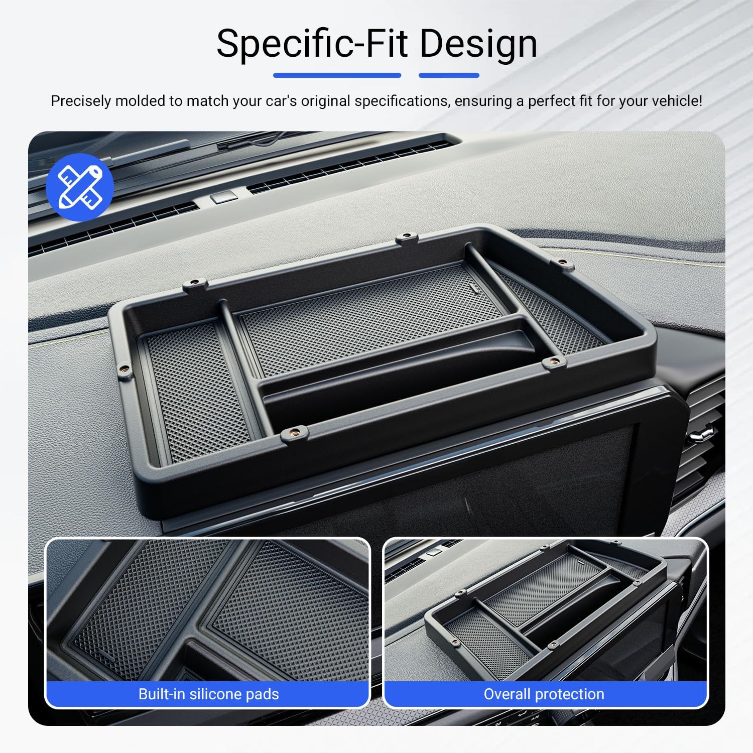 Dashboard Storage Organizer Compatible with 2022-2026 Chevy Silverado GMC Sierra 1500 24-26 2500HD 3500HD Dashboard Storage Tray Replacement for 2022-2026 Chevy Silverado Accessories