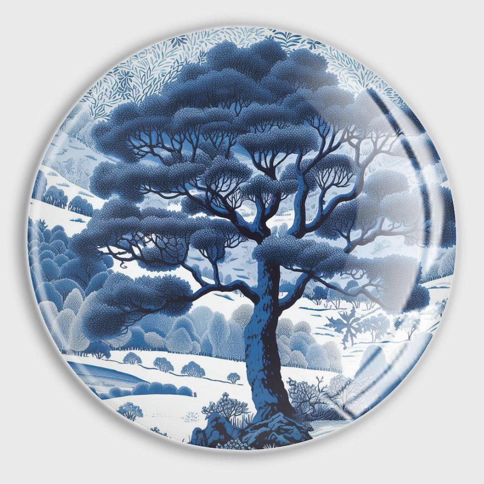 Aimants puissants en verre bleu indigo et blanc pour réfrigérateur (Lot de 4 style asiatique)