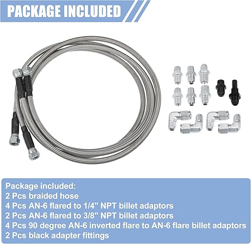 Miniatura 7 de X AUTOHAUX Universal an-6 Kit de línea de combustible de aceite trenzado tubo de combustible Kit de adaptador de montaje de extremo de manguera de