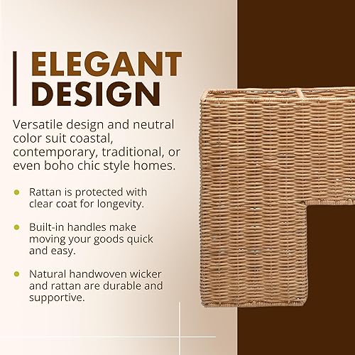 Miniatura 4 de KOUBOO Cesta de mimbre natural, rectangular, 15 x 9.5 x 15.75 in