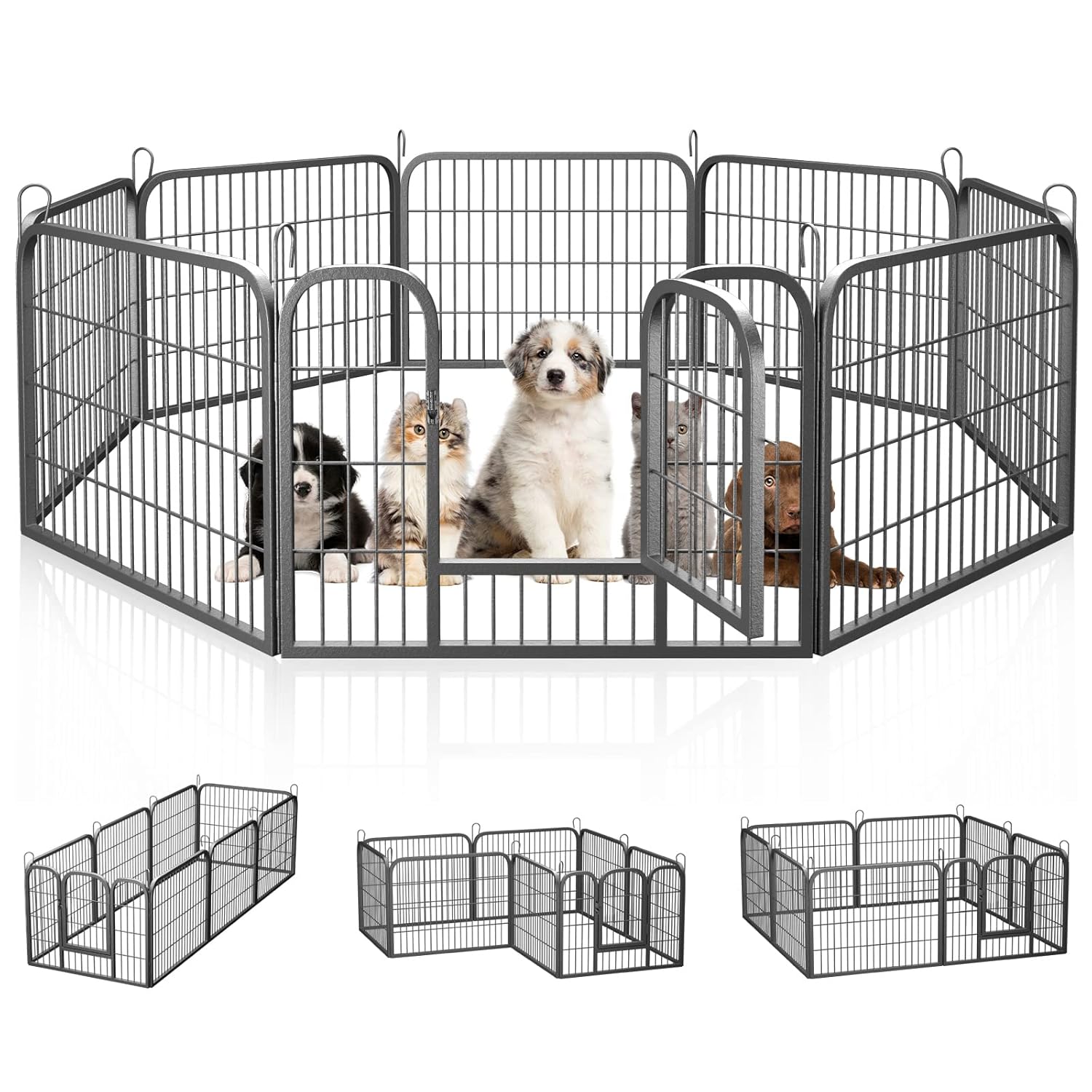 HONGFENGDZ Puppy Playpen Dog Pen Indoor Outdoor Metal Pet Play Yard