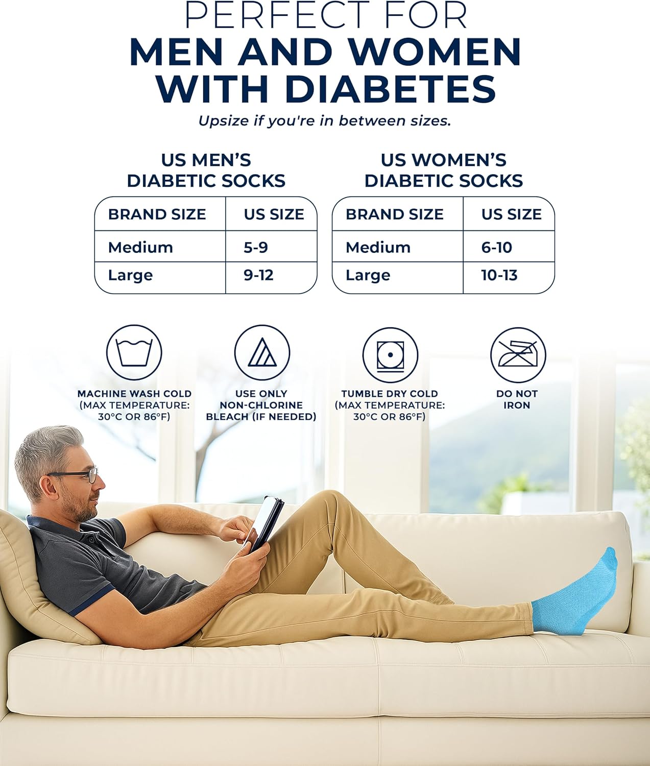 Pembrook Ankle Diabetic Socks for Women & Men | 6 Pairs | Wide Non Binding Socks Quarter Length | Edema Neuropathy Socks - Image 6