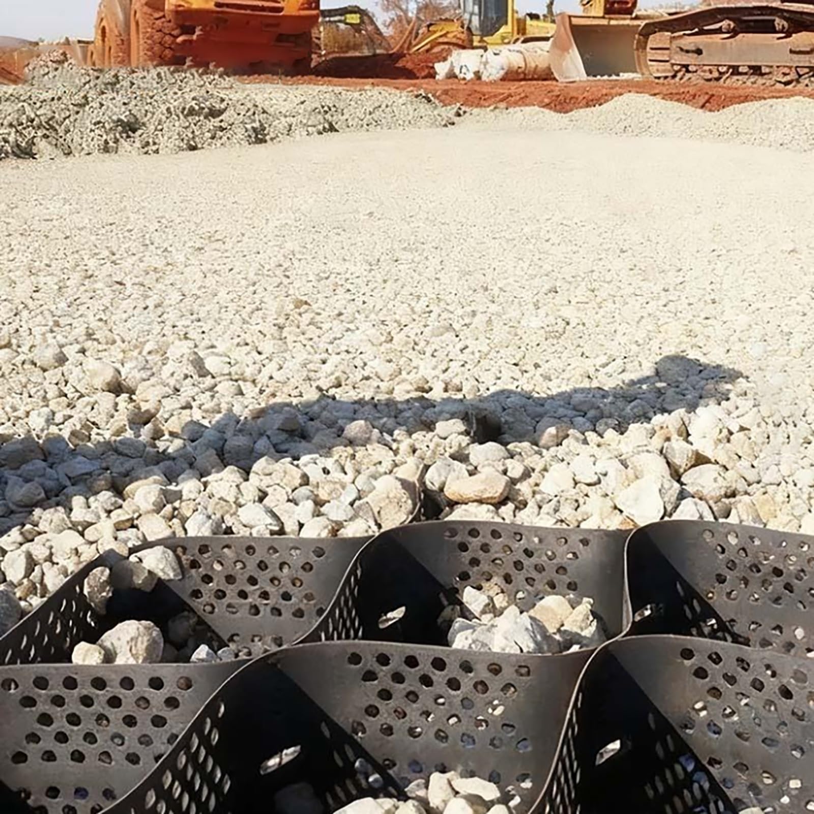 Geo Grid Stabilizer Zewnętrzna podkładka stabilizacyjna do żwiru grochowego Plastikowa, uniwersalna dwukierunkowa siatka kontrolująca błoto gruntowe z otworem(4m x 7m (13ft x 23ft))