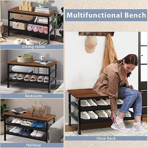 Miniatura 4 de Zapatero para entrada, organizador de almacenamiento de 3 niveles, resistente capacidad de 300 libras, soporte de zapatos para pasillo, sala de