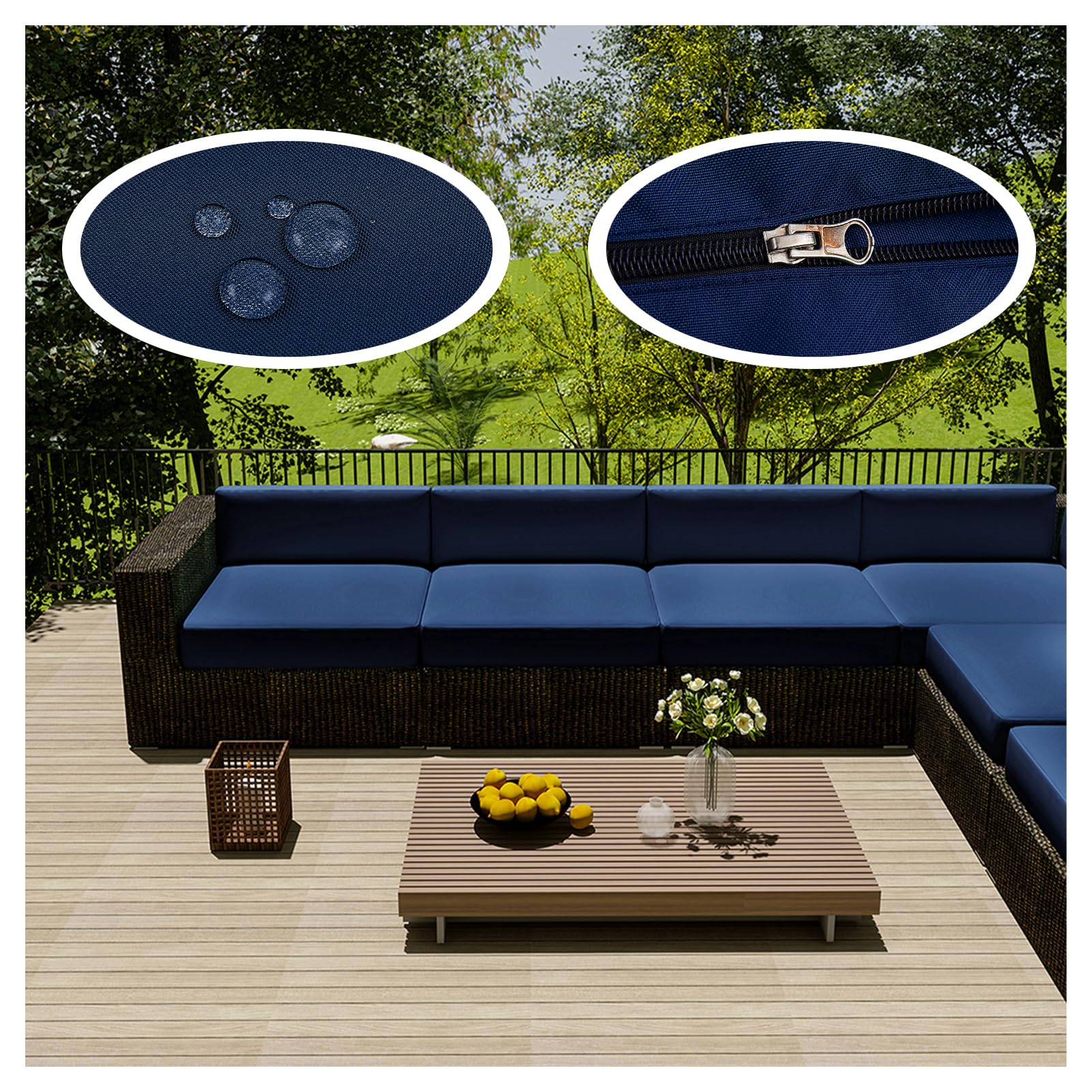 1Pcs Sofa Seat Cushion Cover with Zipper,Waterproof Cushions,Outdoor Seat Cushions,Chair Seat Removable Cover Pads Cover for Indoor Outdoor Patio Rattan Furniture (TYP-15,60 * 60cm)
