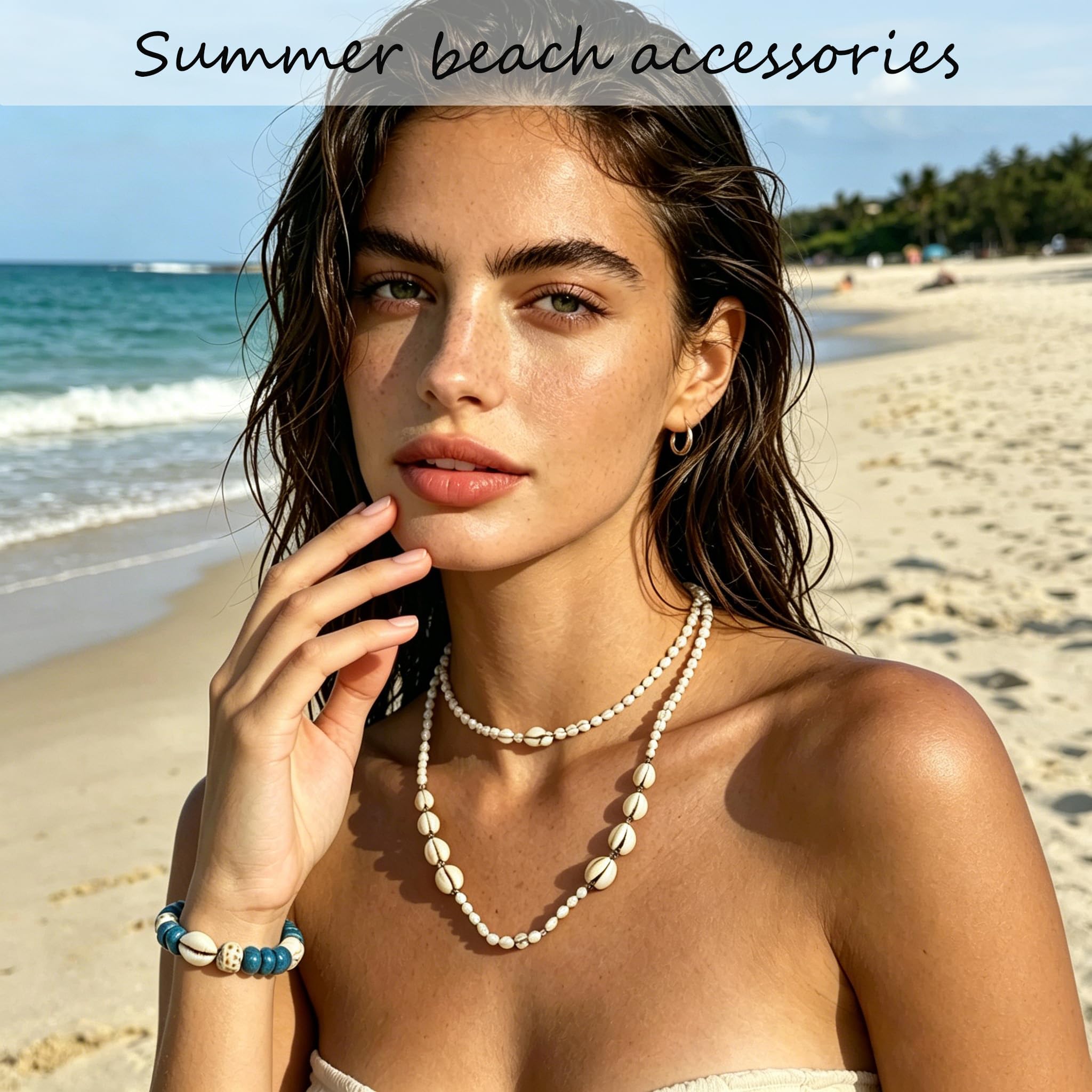 10 braccialetti con conchiglie, cavigliere da spiaggia, gioielli estivi per feste, gite in spiaggia e attività all'aperto