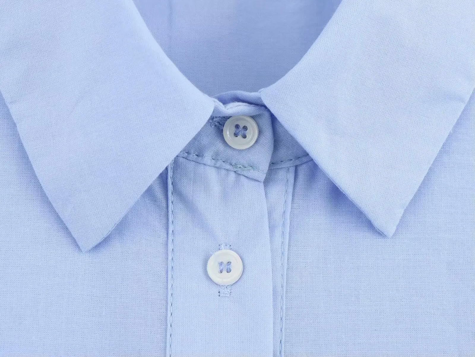 Camicia Donna da con Ricamo Cavo Primaverile Camicie Corte A Maniche Lunghe Camicette Moda Casual Top Donna-Come Immagine-m