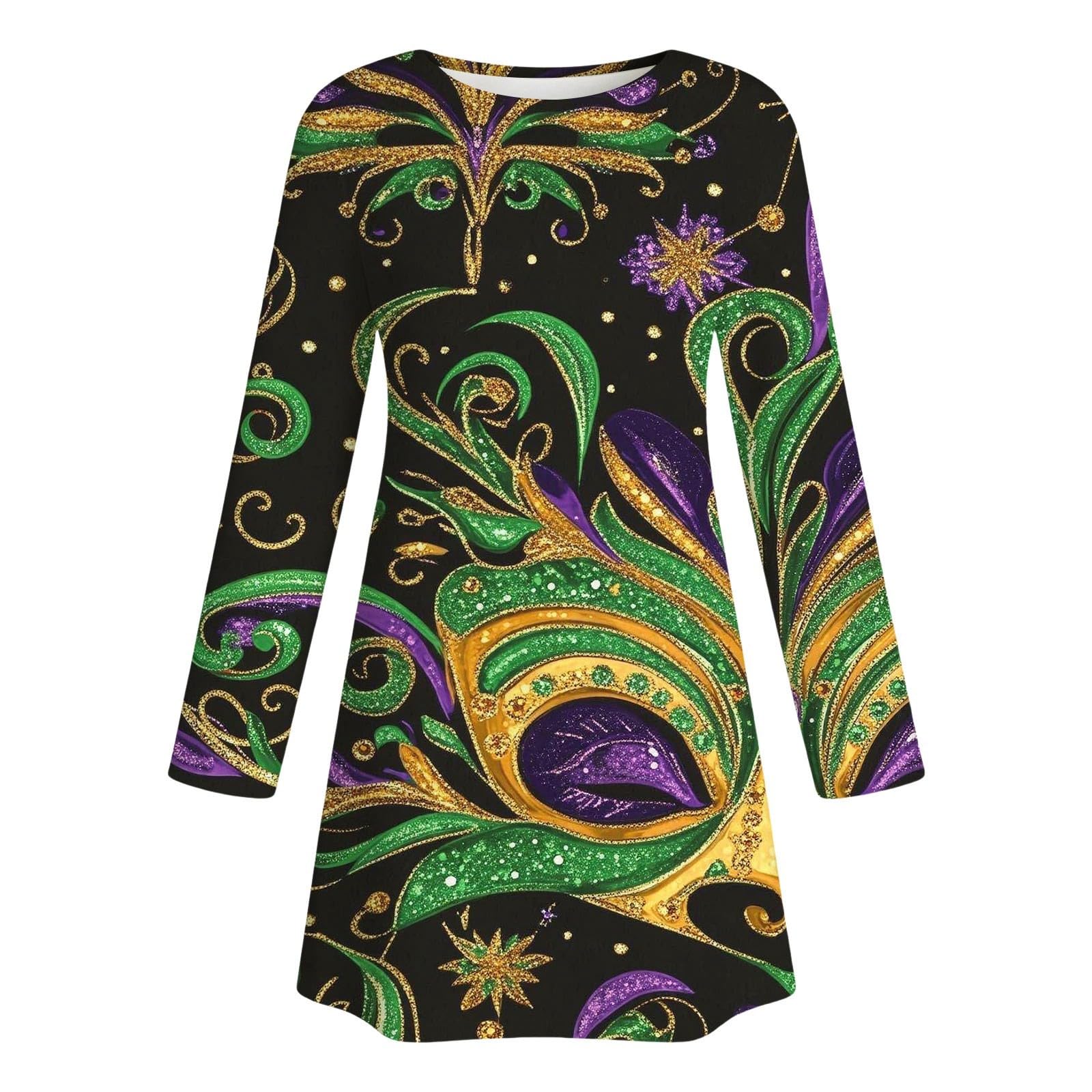 Festival-Freizeitkleid mit Rundhalsausschnitt und durchgehendem digitalem Blumenmuster – bequemes, fließendes Sommerkleid
