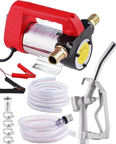Diesel Transfer Pump 12V 175W, Electric Fuel Transfer Pump for Diesel, Kerosene, 12GPM Battery Powered Diesel Fuel Pump for 55Gal Drum, Self Priming