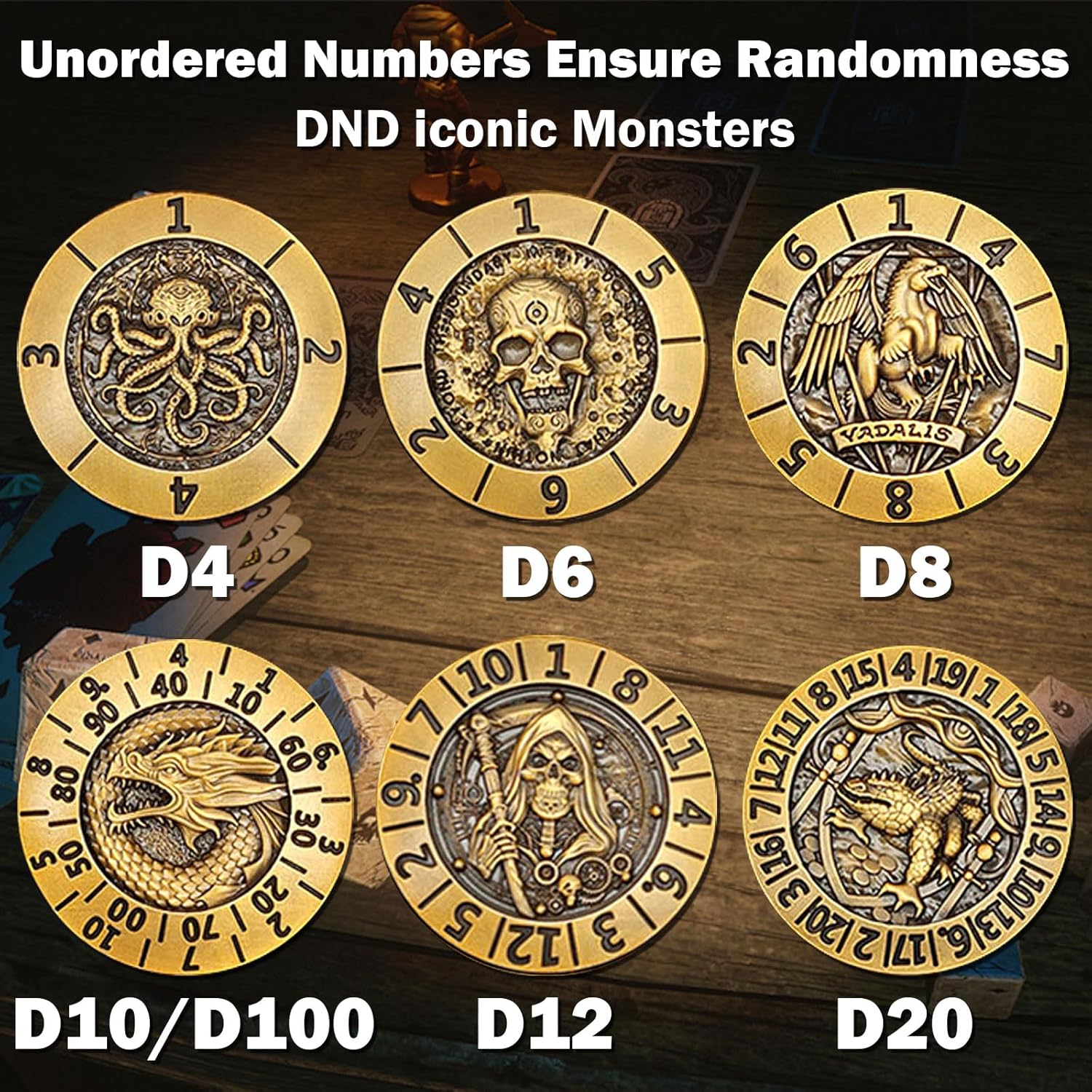 Metal Cube Spinner DND Dice, Polyhedral Role Playing 7 in 1 D&D Mystery Dice for Dungeons and Dragons Games Gifts, Tough Right Angle 6 Sided Tabletop RPG Accessories for DM & Player(FXAG)