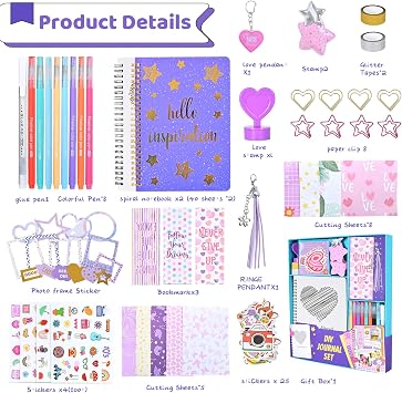 2 Pack DIY Journal Kit,journal for girls ages 8-12 journal kit Birthday Gifts,DIY Journal Set for Tween & Teen Girls, Scrapbook kit & Diary Supplies Set
