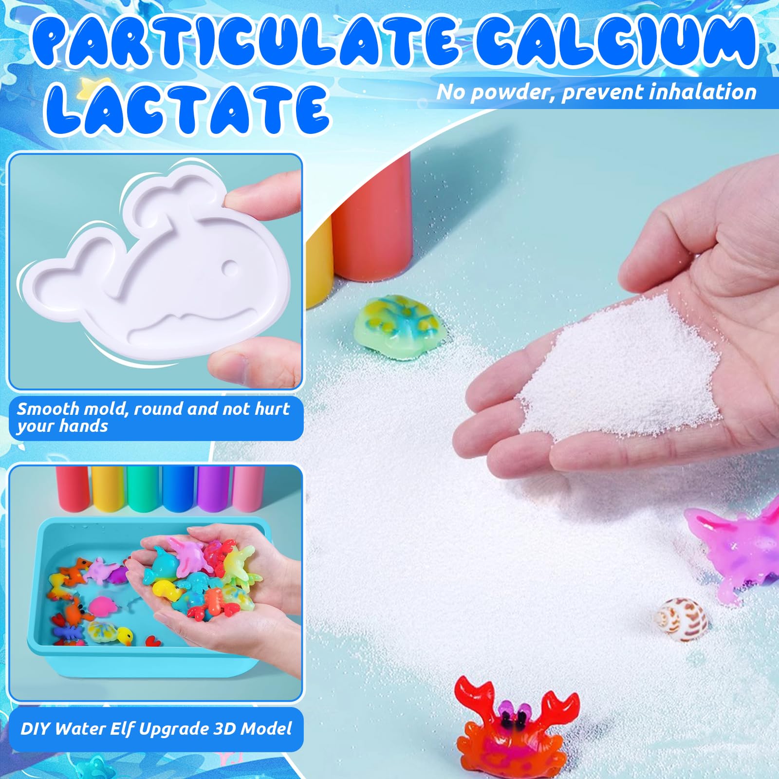 Kit Aqua Gelz Avec 9 Gels Colorés Et 10 Moules - Activité Manuelle Enfants 3-12 Ans - Création D'elfes D'eau Magiques - Cadeau Créatif