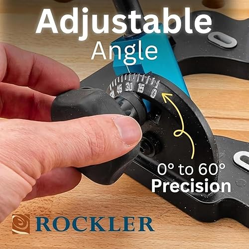 Miniatura 7 de Rockler Drill Guide | Portable Drill Press Adapter for Hand Drill - 0 to 60 Angle w/Protractor & Chuck Key for straight holes - Rockler Woodworking