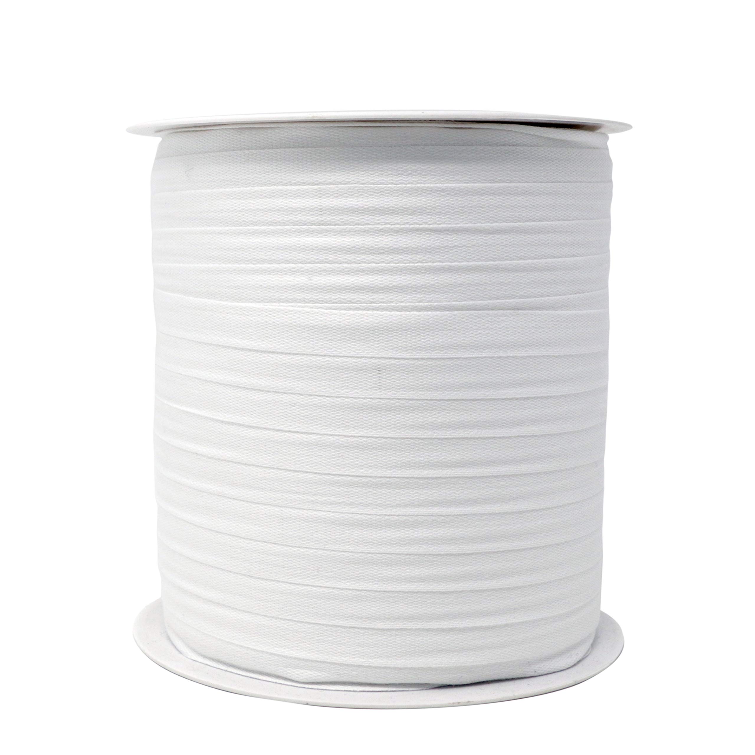 Haberdashery Online - Nastro Cotone 10mm x 300m per Cucito, Personalizzazione Abiti, Artigianato, Giunture, Morbido e Resistente al Lavaggio - Colore: Bianco, Materiale: Cotone