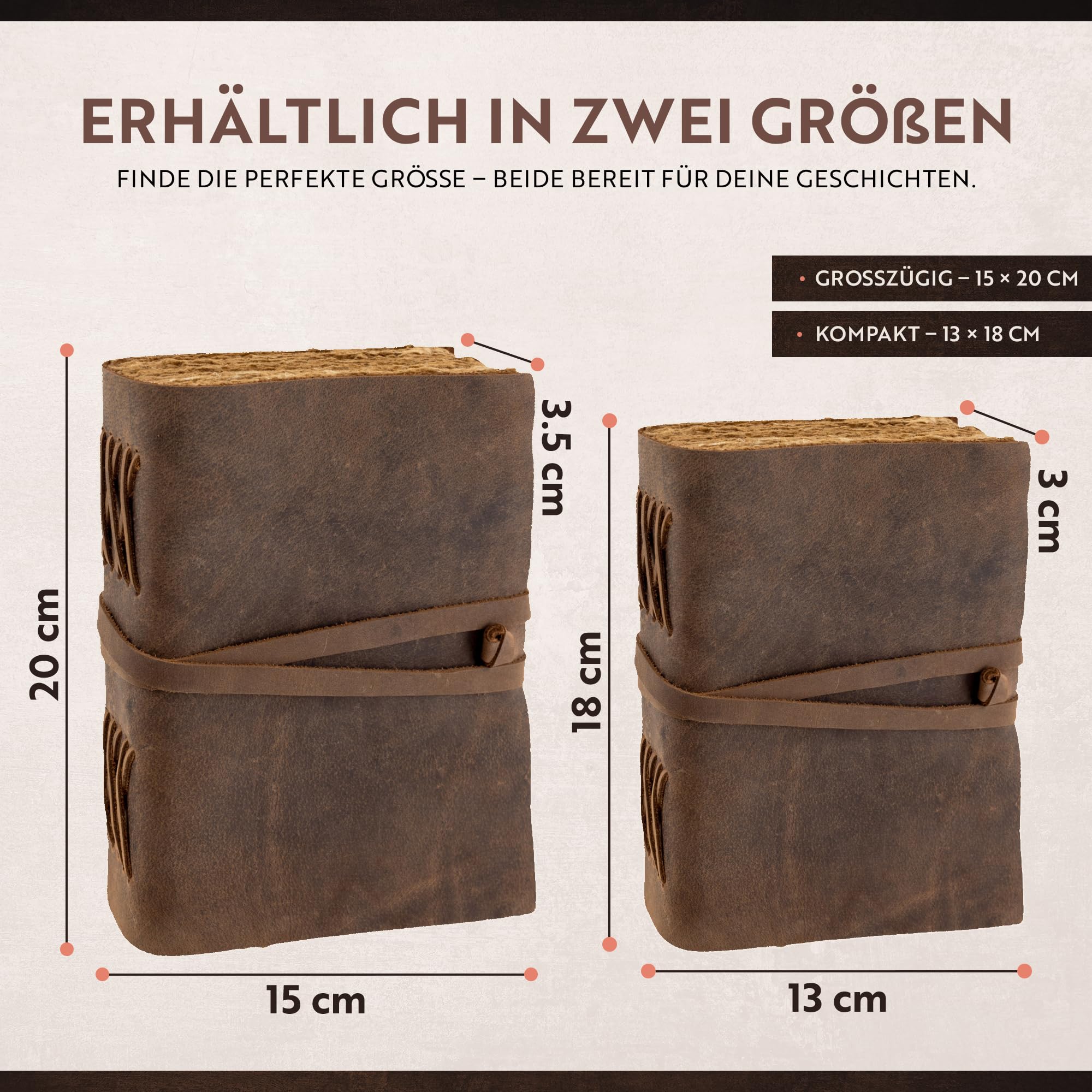 moonster Leder Notizbuch A5 [20x15 cm] aus Büffelleder – Vintage Tagebuch handgemacht mit 240 Seiten, unliniertes 125 g/m² Baumwollpapier, ideal als Skizzenbuch & Reisetagebuch