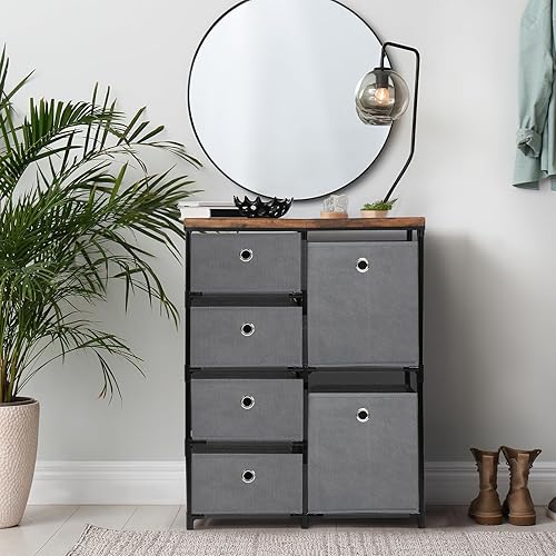 Miniatura 5 de MOOACE Organizador de armario de 6 cajones, baúl de almacenamiento de tela, estantes de gran capacidad con cajones para almacenamiento, dormitorio,