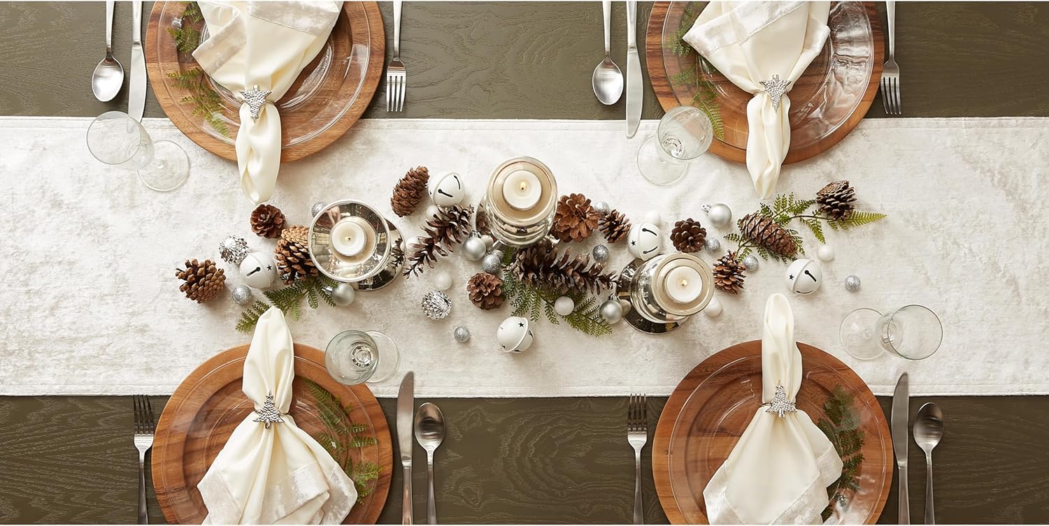 DII Velvet Collection Tabletop, Table Runner, 14x108, Red