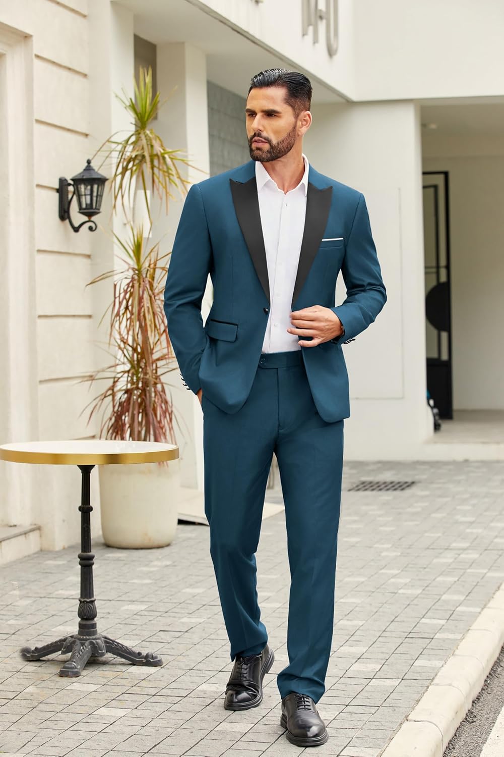 COOFANDY Men's 2 Piece Suit Slim Fit One Button Tuxedo Jacket Pants for Wedding Prom Business - Image 2