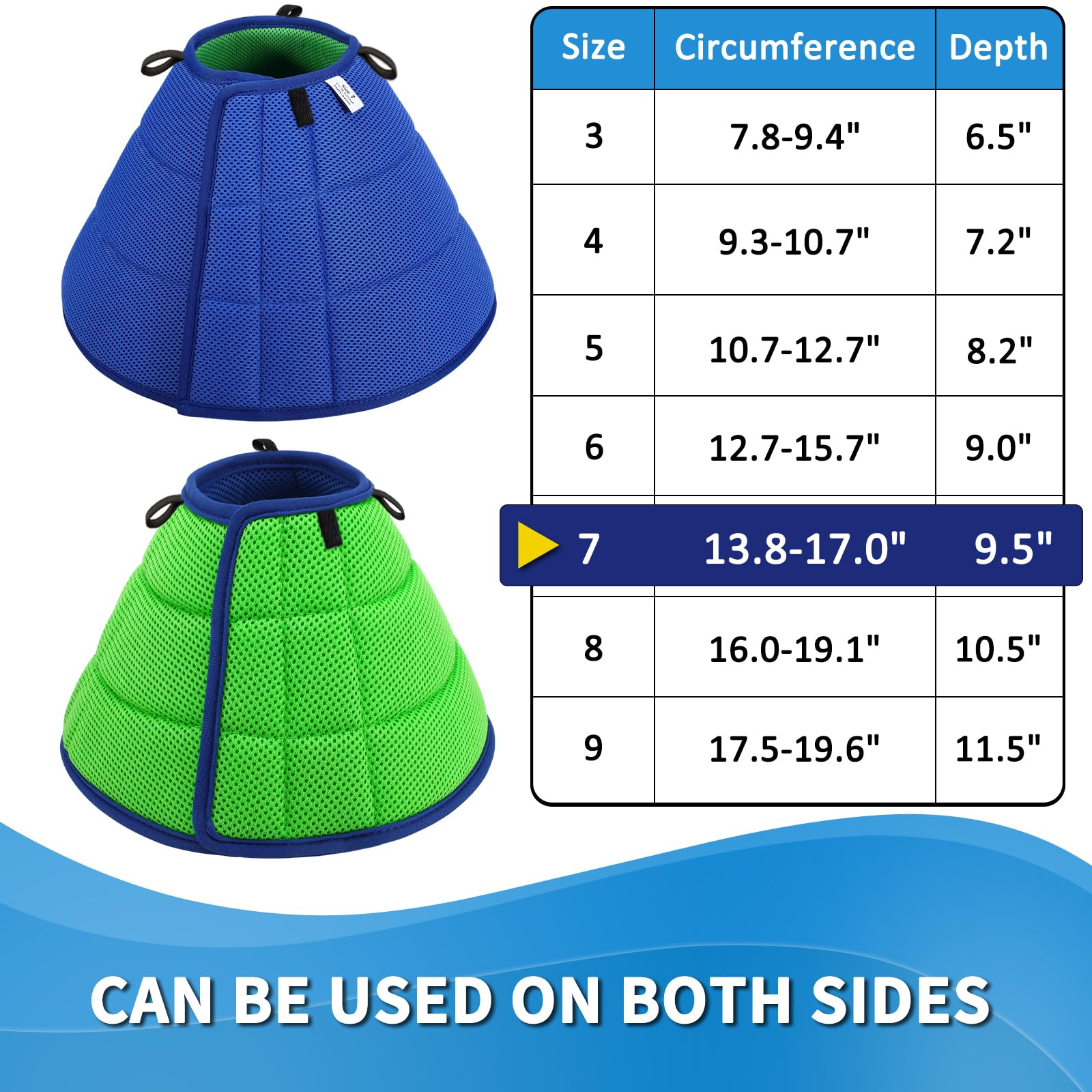 Soft Dog Cone Collar for Dogs After Surgery Buster Collars for Dog and Cat Adjustable Neck Recovery Collar for Pets E-Collars for Dogs Protective Head Cone for Pets Prevent Licking (Blue Size 7) - Image 3