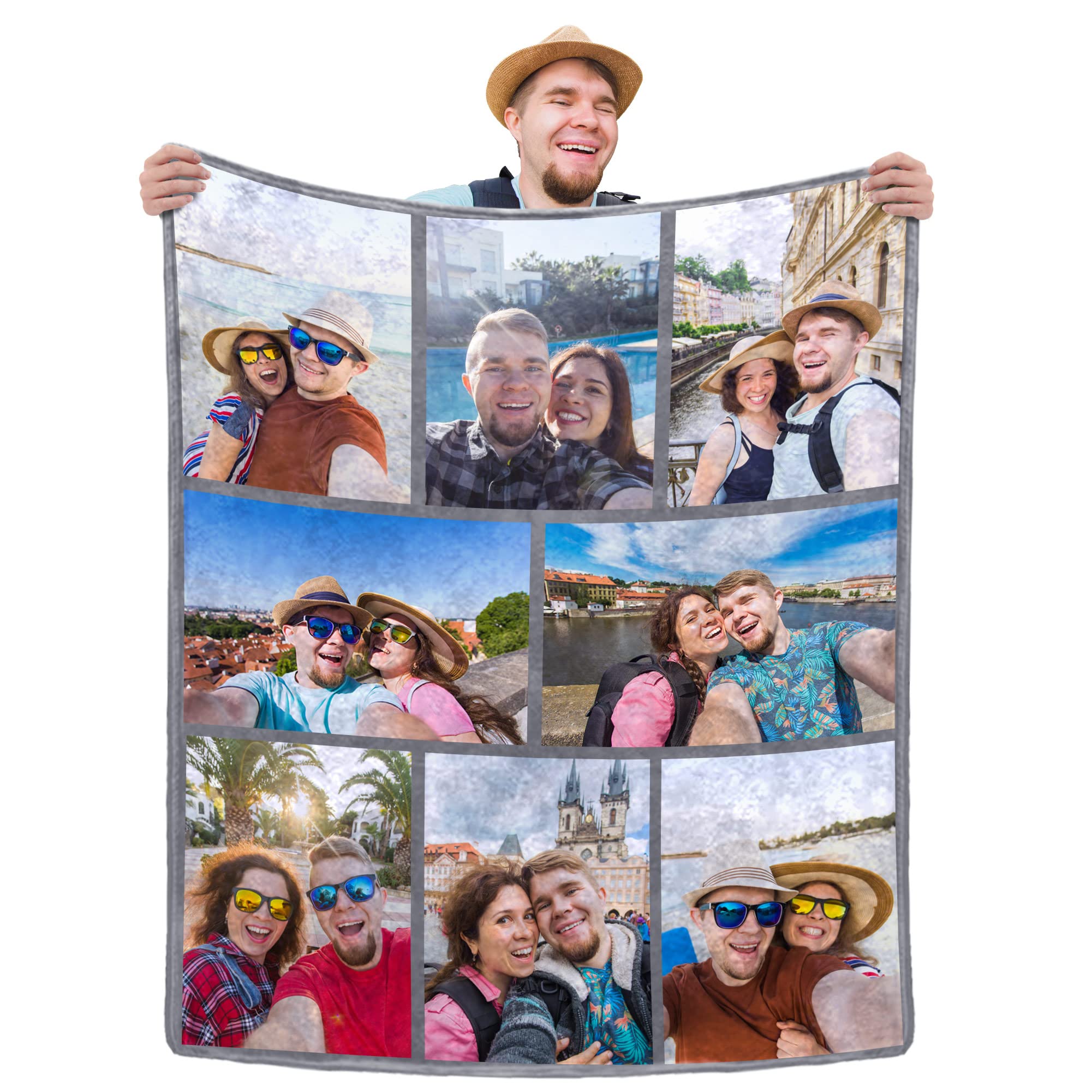 Elaike Custom Blanket with Photos Personalized Blanket Customized Throw Blanket Photos Custom Gifts for Christmas, Kids, Adults, Family Friends Lovers Dog Pets Personalized Birthday