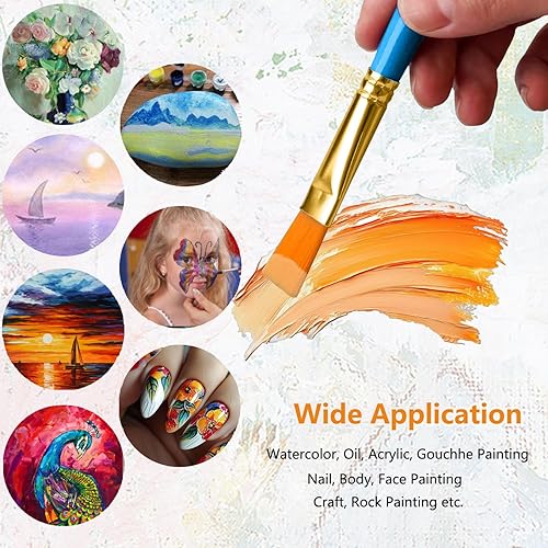 Miniatura 4 de Pinceles de pintura, juego de pinceles para pintura acrílica, 20 piezas de madera maciza Handel Oil Acuarela pinceles con cepillos de pelo de nailon