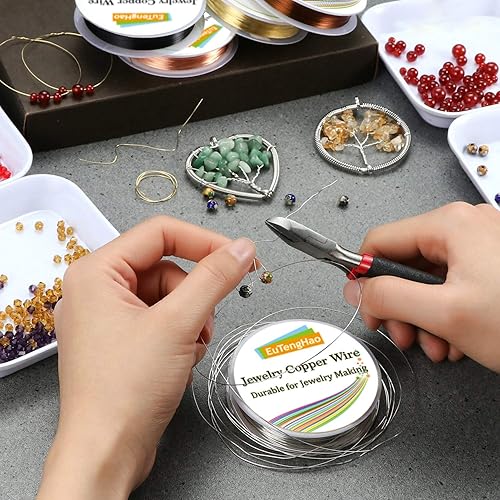 Miniatura 7 de EuTengHao Alambre de cobre de 6 colores para joyería, alambre para pulseras, collares, suministros de fabricación de joyas (66 yardas, calibre 24)