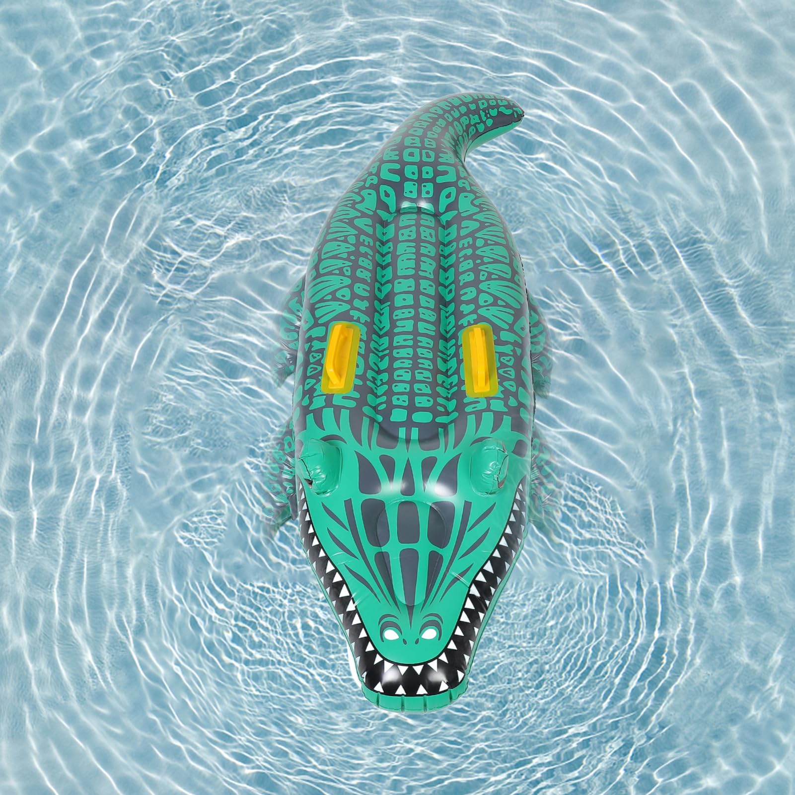 Abaodam Aufblasbares Bodyboard für Pool Grünes PVC Alligator Schwimmbrett Faltbar und Aufblasbar Schwimmspielzeug für Kinder und Erwachsene für Wasseraktivitäten mit Sommerstimmung