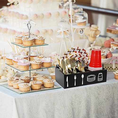 Miniatura 2 de TWIZIUAO Soportes de papel para encimera de cocina, organizador de utensilios de madera, organizador de cubiertos con portavasos grande y