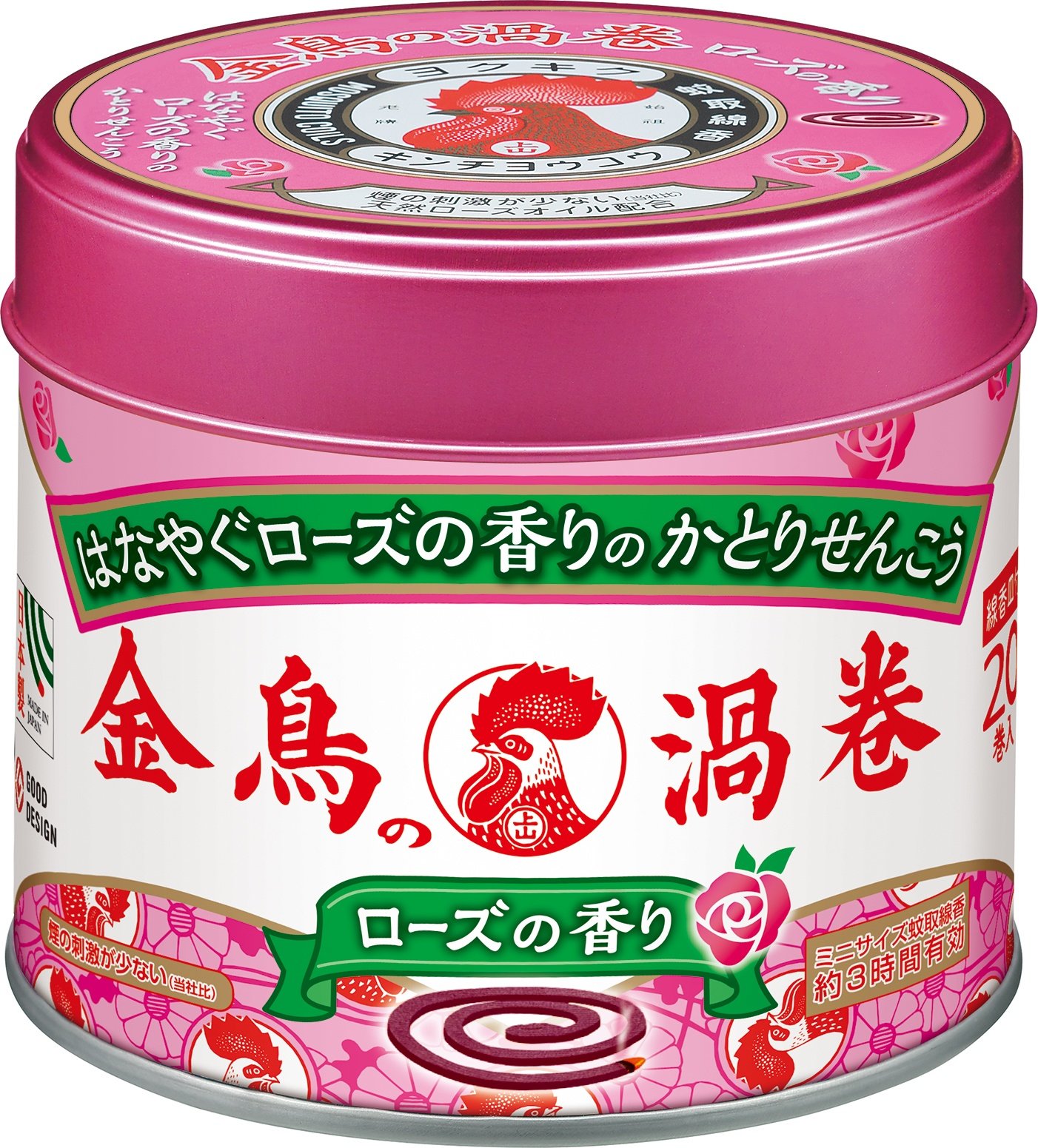 Amazon | 金鳥の渦巻 蚊取り線香 ミニサイズ ローズの香り 20巻 缶