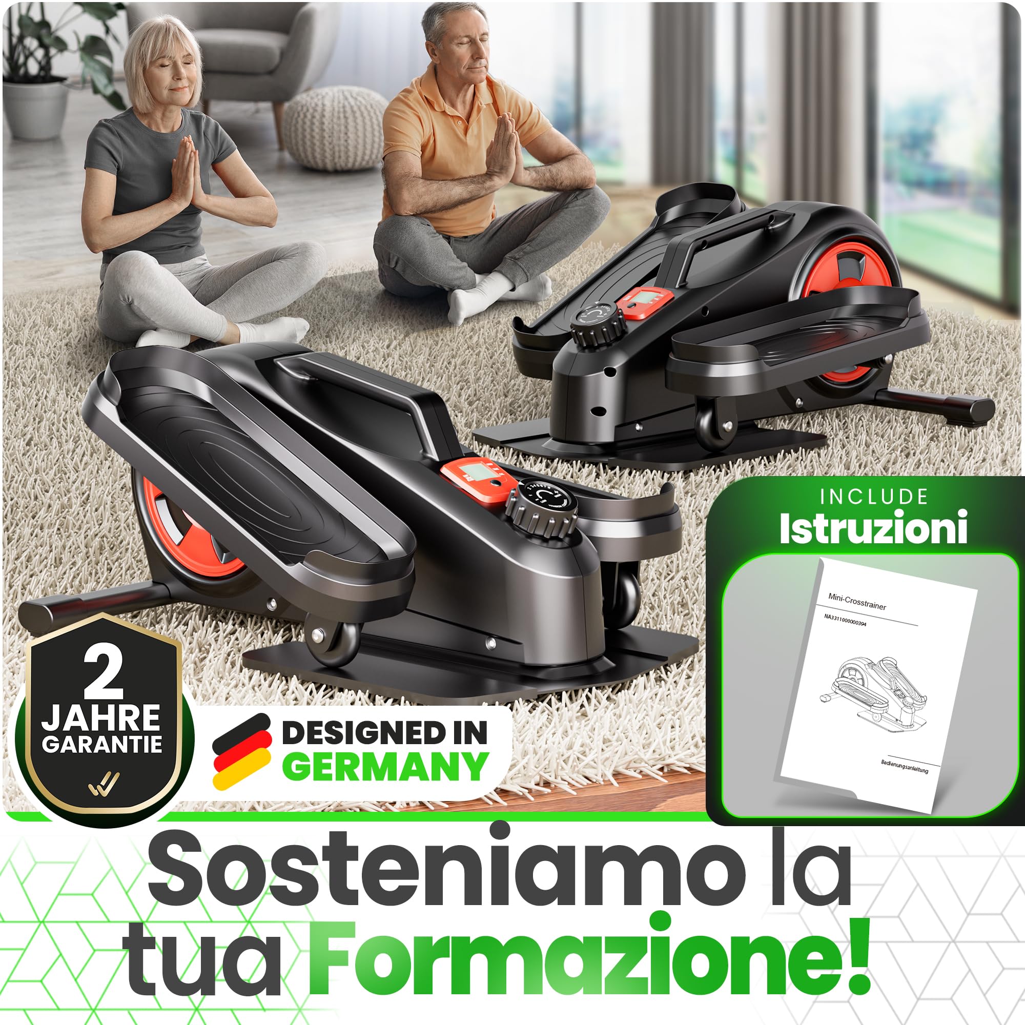 Ultrasport Stepper per casa, mini stepper fitness, 2 in 1, con corde di alimentazione e display LCD, per fitness a casa, mini stepper