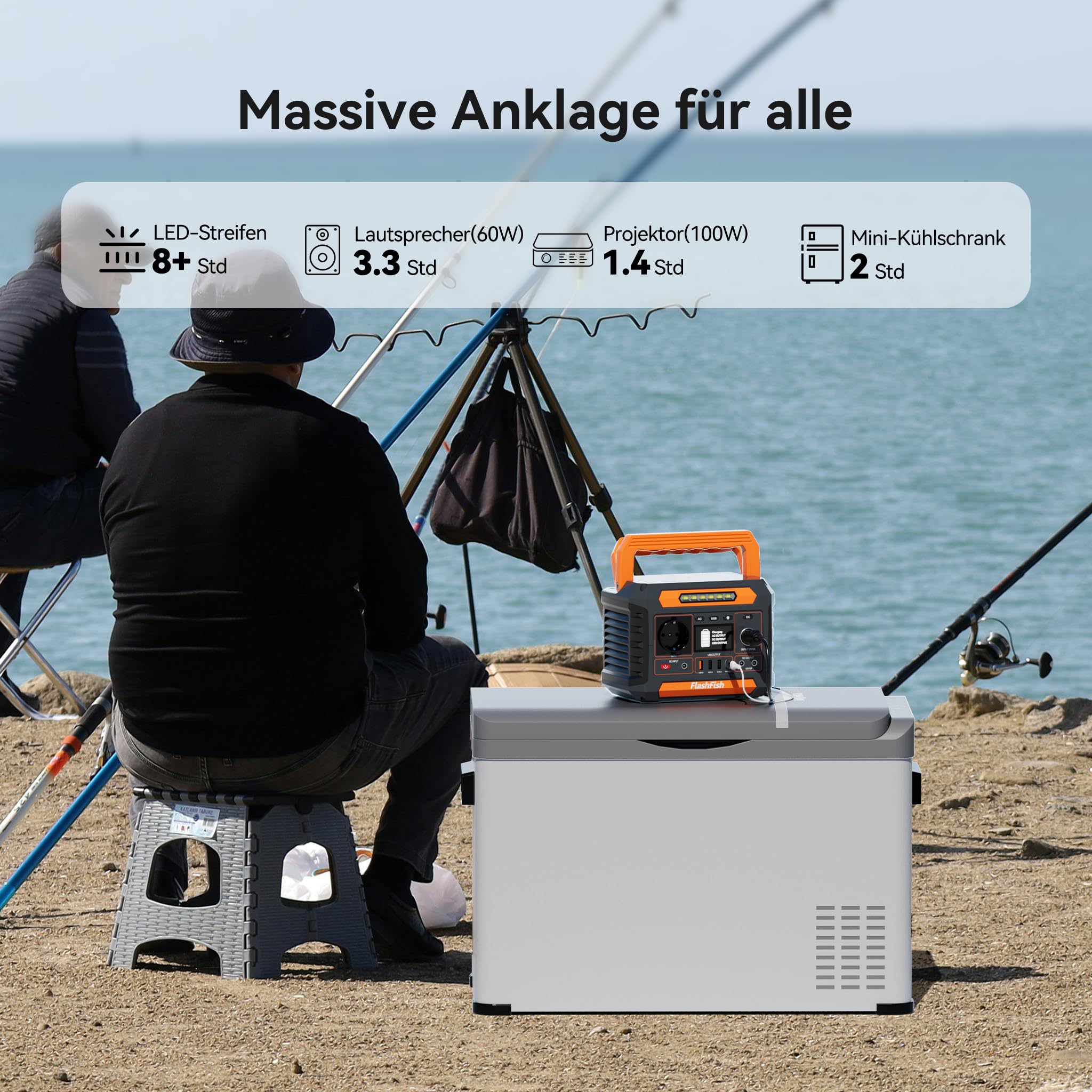 FlashFish P66A Tragbare Powerstation 144.3Wh, 200W Solar Generator mit 230V AC/DC/USB/Typ C/LED-Lichter, Stromgenerator Akku für Camping, Reise, Unterwegs, Notstrom