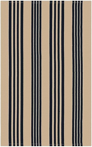 Vista 174 de KILOCOCO Alfombra de rayas beige de 2.3 x 3.6 pies para interiores y exteriores, alfombra tejida a mano de algodón lavable a rayas para puerta Rayas