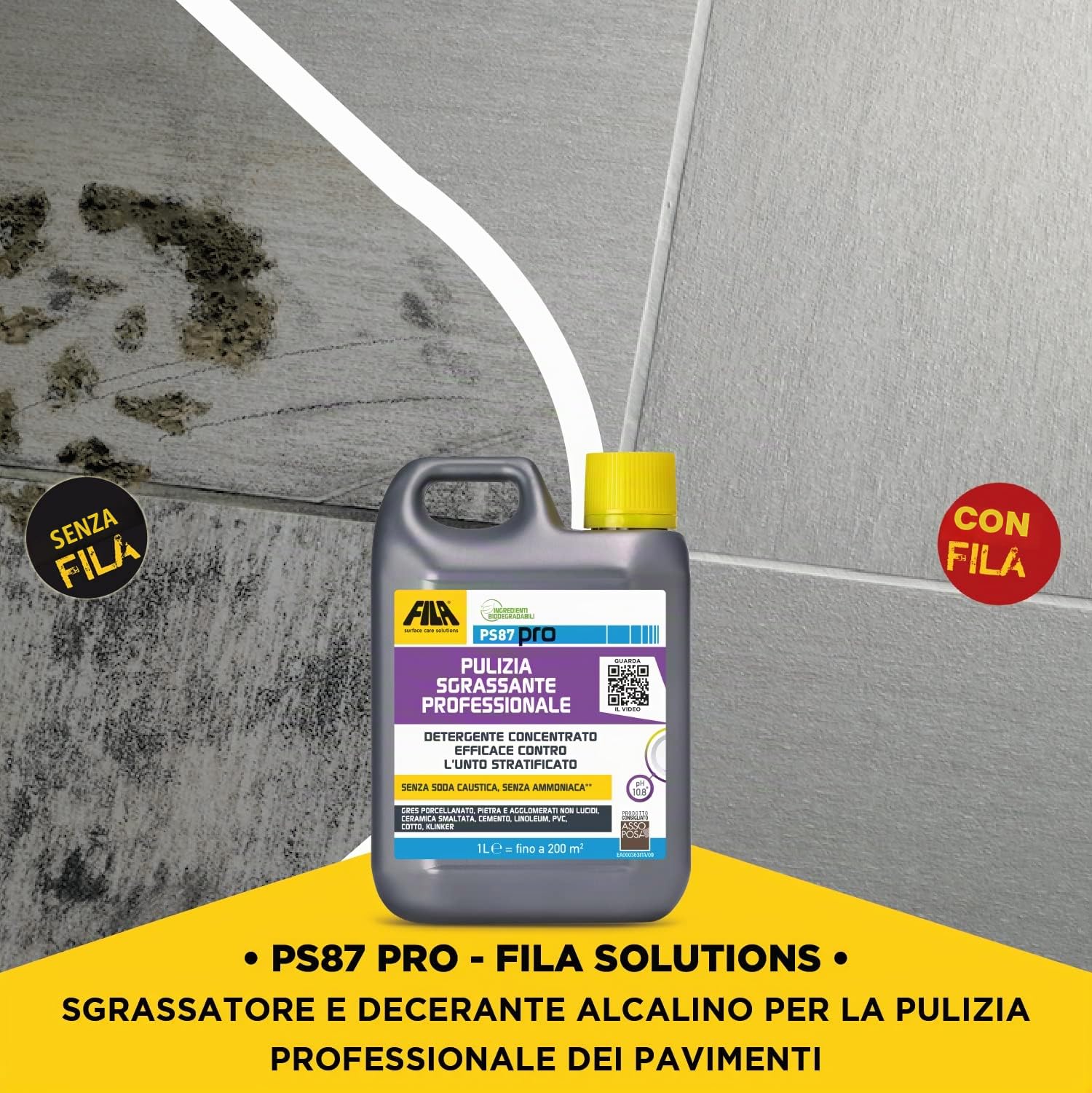 FILA Surface Care Solutions, FILA SALVADOCCIA, Anti Infiltrazioni per Doccia Bagno & PS87 PRO, Detergente Pavimenti Professionale, Sgrassatore Universale