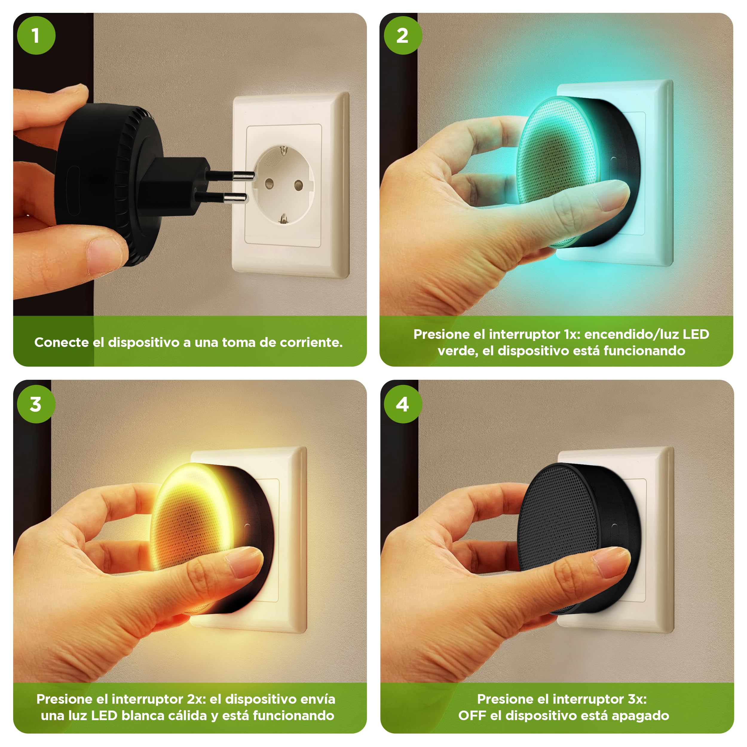 ISOTRONIC – Repelente ultrasónico de plagas para arañas, cucarachas, chinches y ácaros – Repelente de plagas con luz de orientación – Repelente de ácaros con un Alcance Efectivo de 30 m² (2 Unidades)