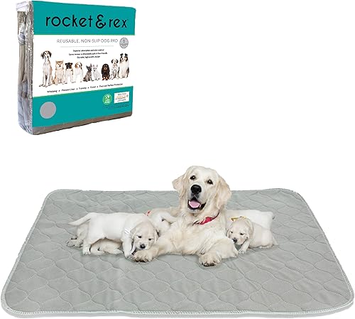 rocket & rex Almohadillas lavables para orina de perros extra grandes, antideslizantes (60 x 60 pulgadas)  Almohadillas reutilizables para orina de