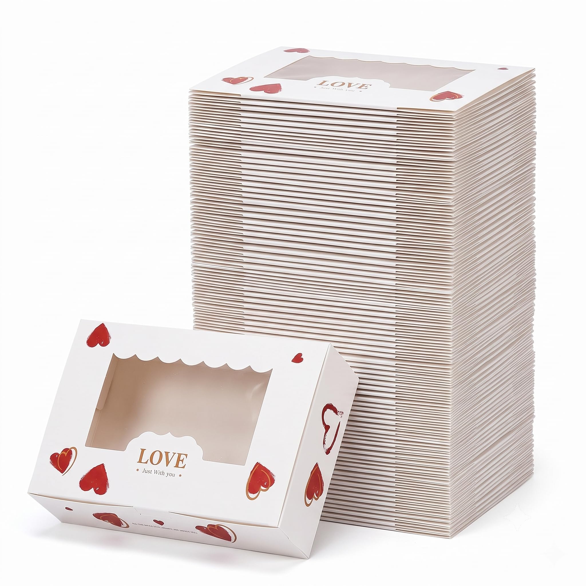 LYKIN 50Pcs Kraft Cupcake Boxes with Window and Insert, 21.5x13.5x5cm