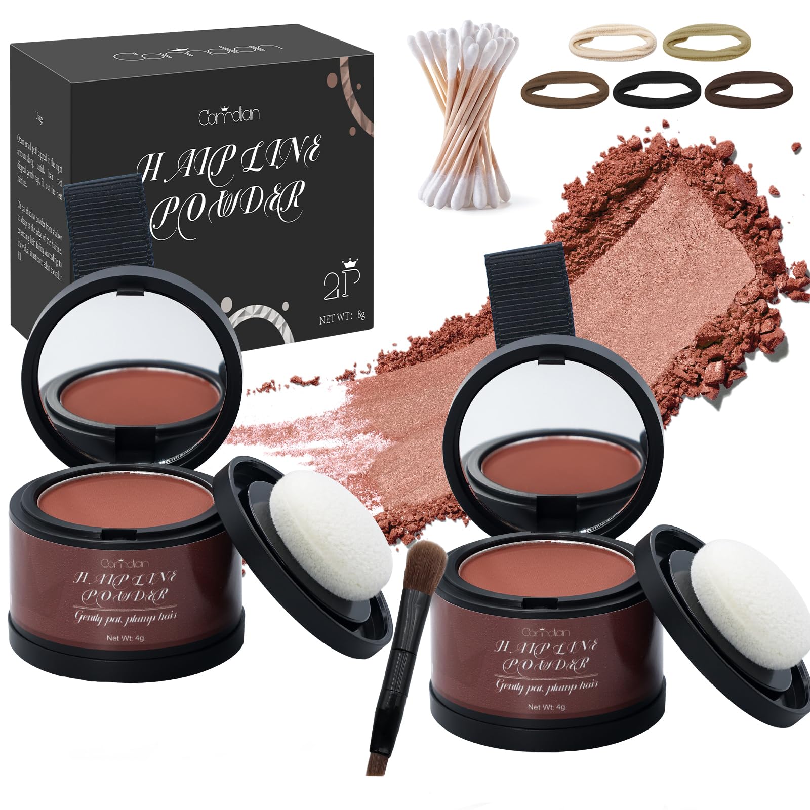 2 Pack Hairline Powder for Women and Men, Used to Root Touch Up Hair Color, Thinning and Gray Hair Coverage and Bald Spots Coverage, Red Brown