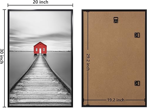 Miniatura 4 de ELSKER&HOME Paquete de 3 marcos de 20 x 30 pulgadas, marco de fotos negro de 20 x 30 pulgadas para montaje en pared horizontal o vertical,