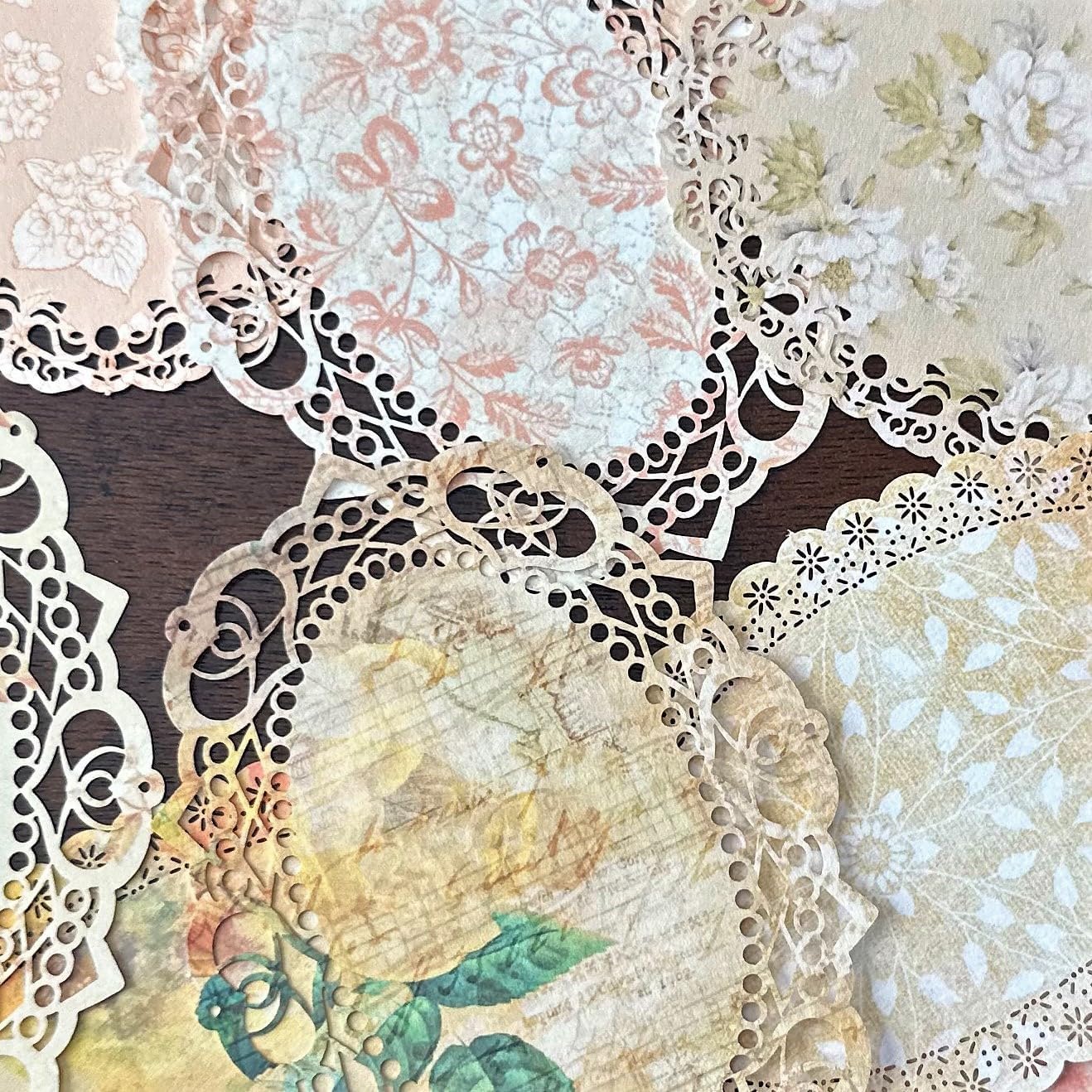 XERE 20 Yellow Lace Paper Scrapbook Supplies, Aesthetic Cute Vintage Decor for Photo Album, Sketch Book, Gratitude Journal Notebook, Scrapbook Album, Diary, Bullet Journal – Oval Paper Lace thumbnail