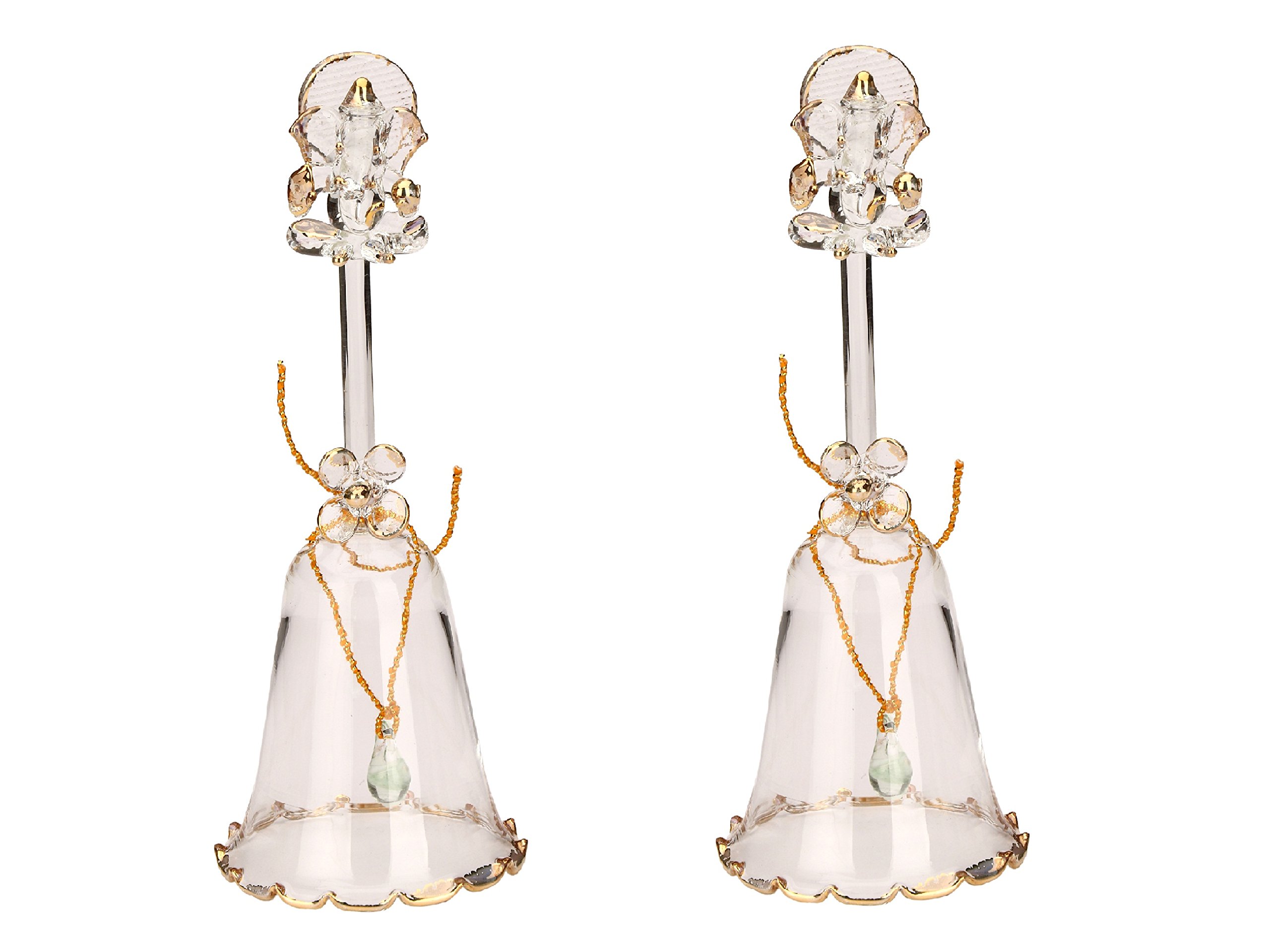 Somil Round Festive Devine Melodious Sound Ringing Well Pooja Ghanthi (Glass, 6 cm x 6 cm x 15.5 cm, Set of 2 - Polished)