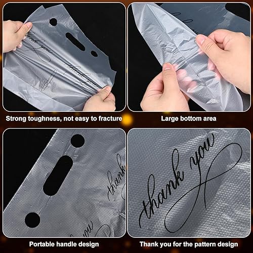 Miniatura 3 de MJOGGOTT 1000 bolsas de polietileno para beber, bolsas de plástico transparente con diseño de agradecimiento para bebidas, portadores de bebidas con