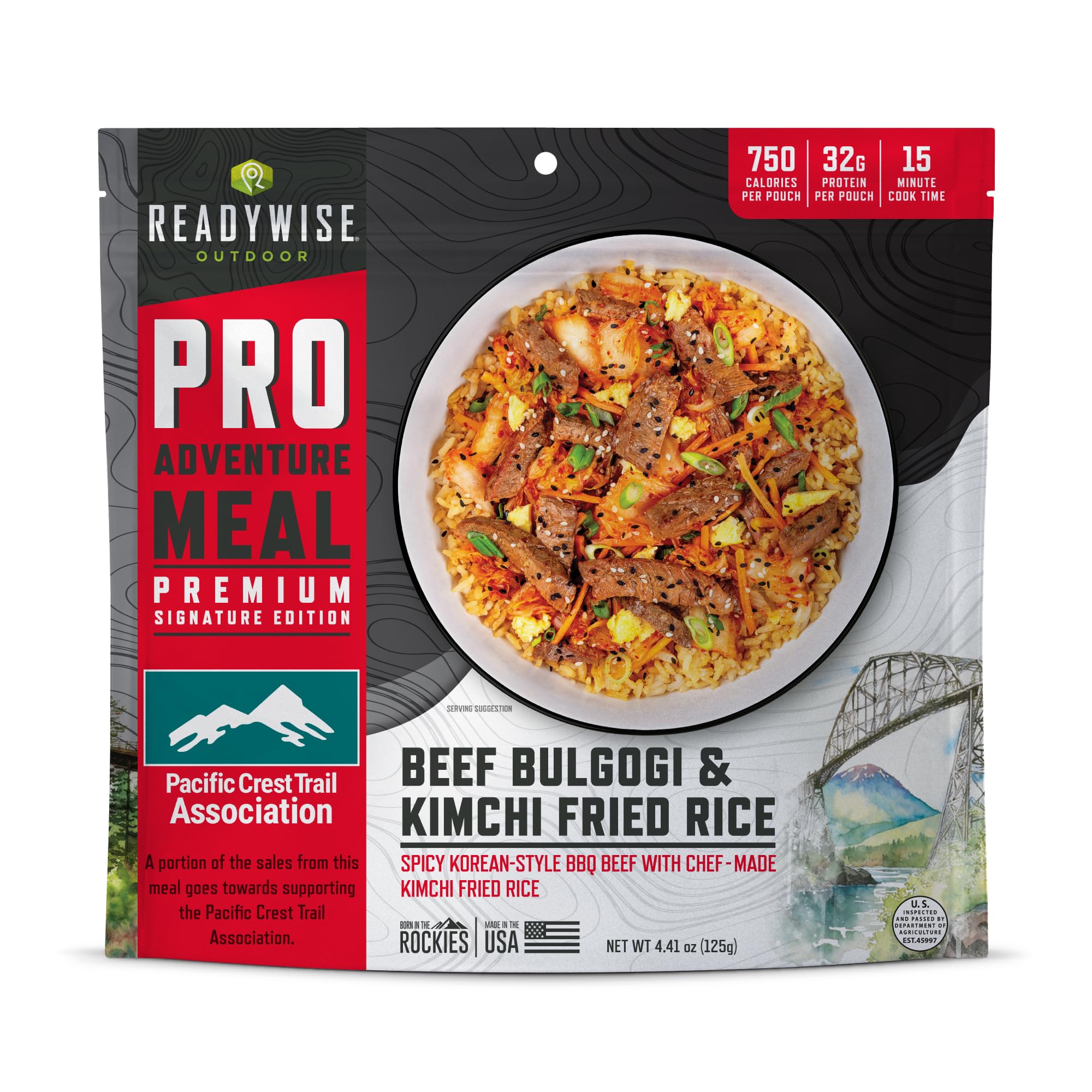 ReadyWise Outdoor Pro Adventure Meal - Beef Bulgogi & Kimchi Rice, 2 Servings, 1 Pouch, 710 Calories, 28g Protein, Freeze Dried Food & Dehydrated
