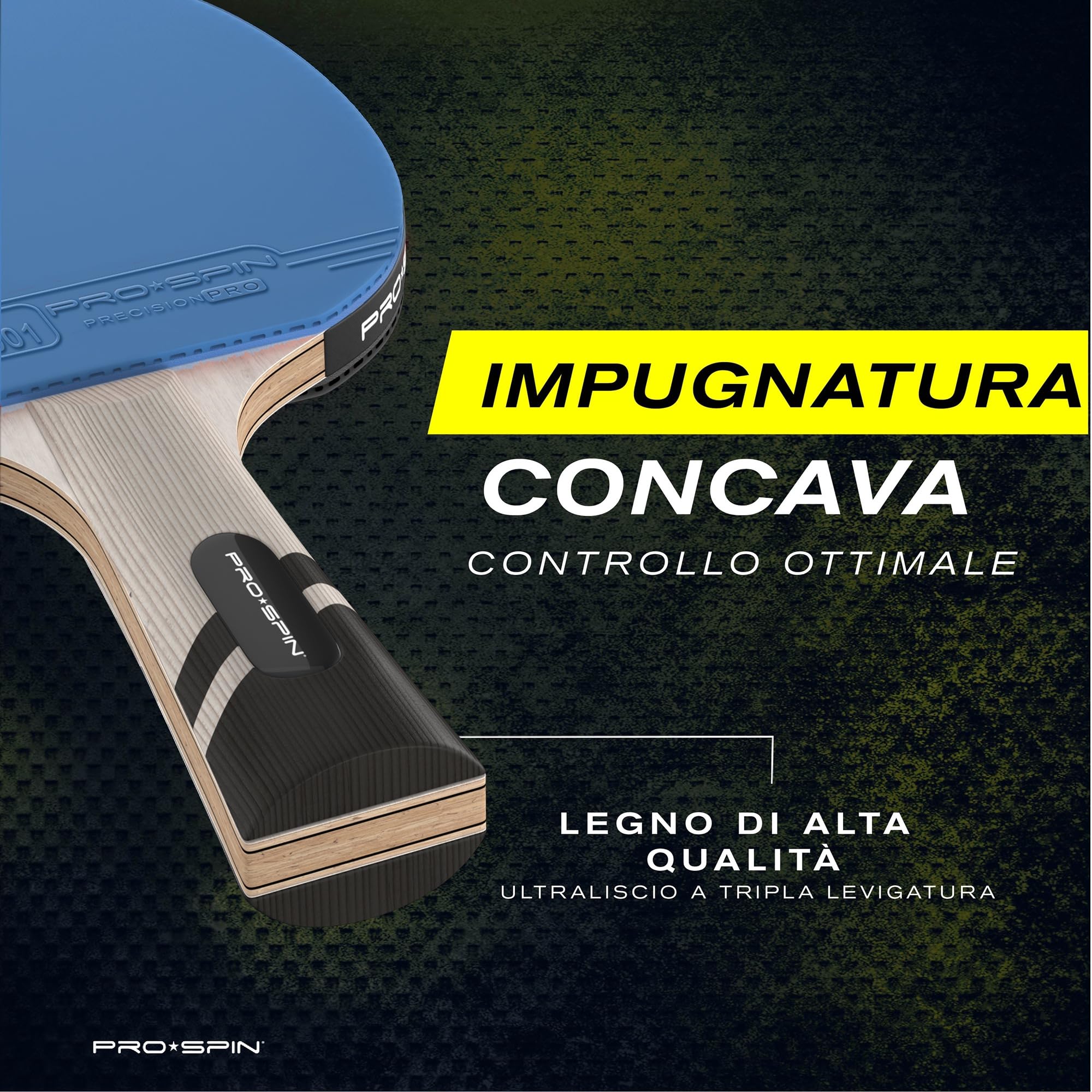 PRO-SPIN Racchetta da Ping Pong – Omologata ITTF in Fibra di Carbonio | Serie Elite a 7 Strati, Gomma Premium, Spugna da 2 mm e Custodia Protettiva
