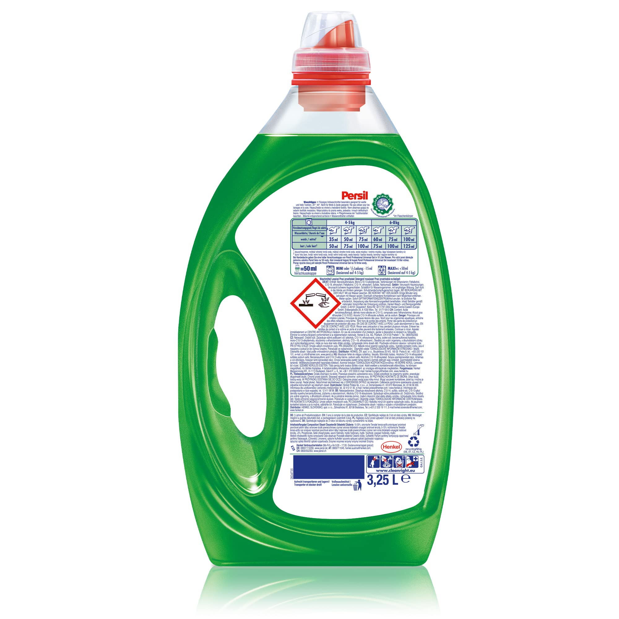 Persil Detergente universal de gel de fuerza profesional (130 lavados), detergente líquido en gran paquete también para profesionales