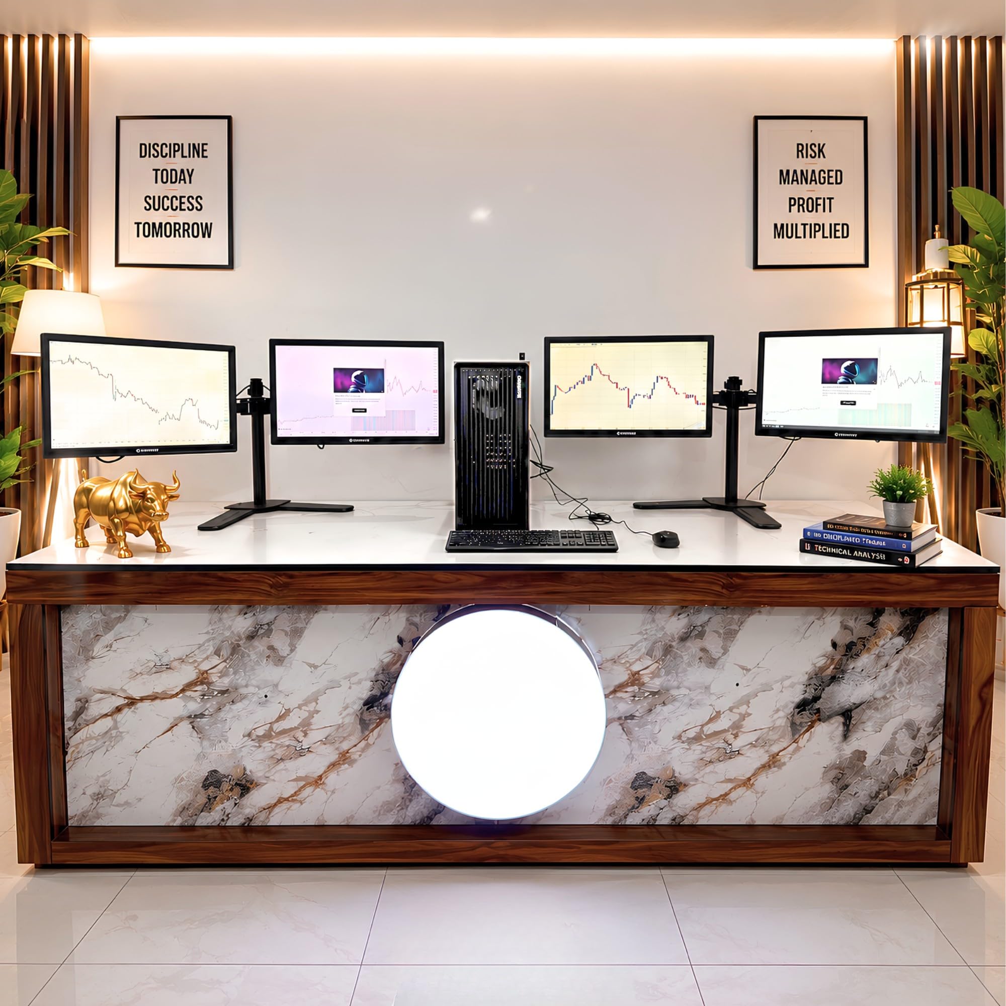 CHIST 4 Display Trading PC | Xeon E5-2686 V4 | 16GB DDR4 RAM | 512GB NVMe SSD | GT 740 4GB 4 HDMI GPU | Windows 11 PRO (Quad Monitor 22 inch with Mount Stand)-image-28