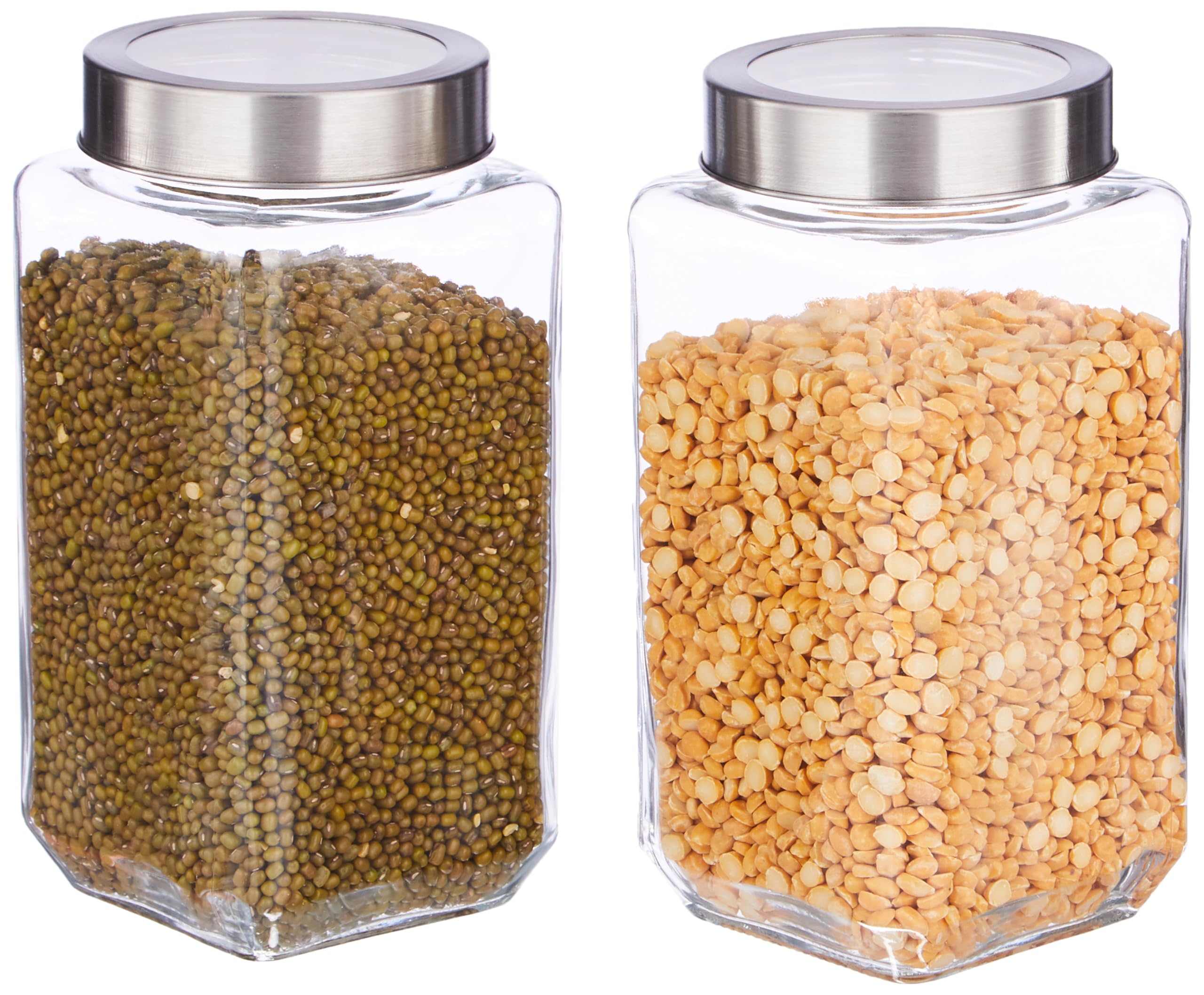 Amazon Brand - Solimo - Set of 2 Glass Jars - 850 ml - BPA-free, Airtight, Transparent, CJ850X2