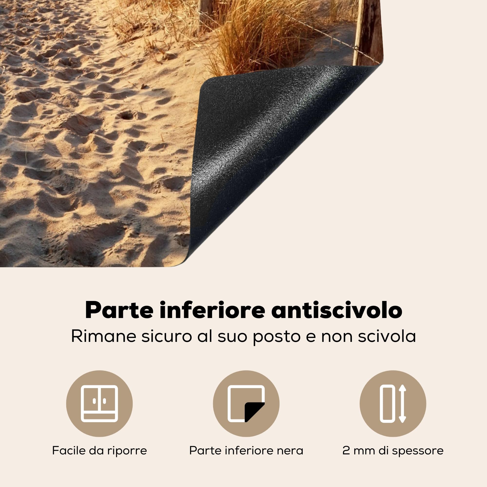 KitchenYeah© Copri Piano Cottura 59x52 cm Coprifornelli Tappetino per Induzione Fornello Tutto per la Cucina Spiaggia - Mare - Dune