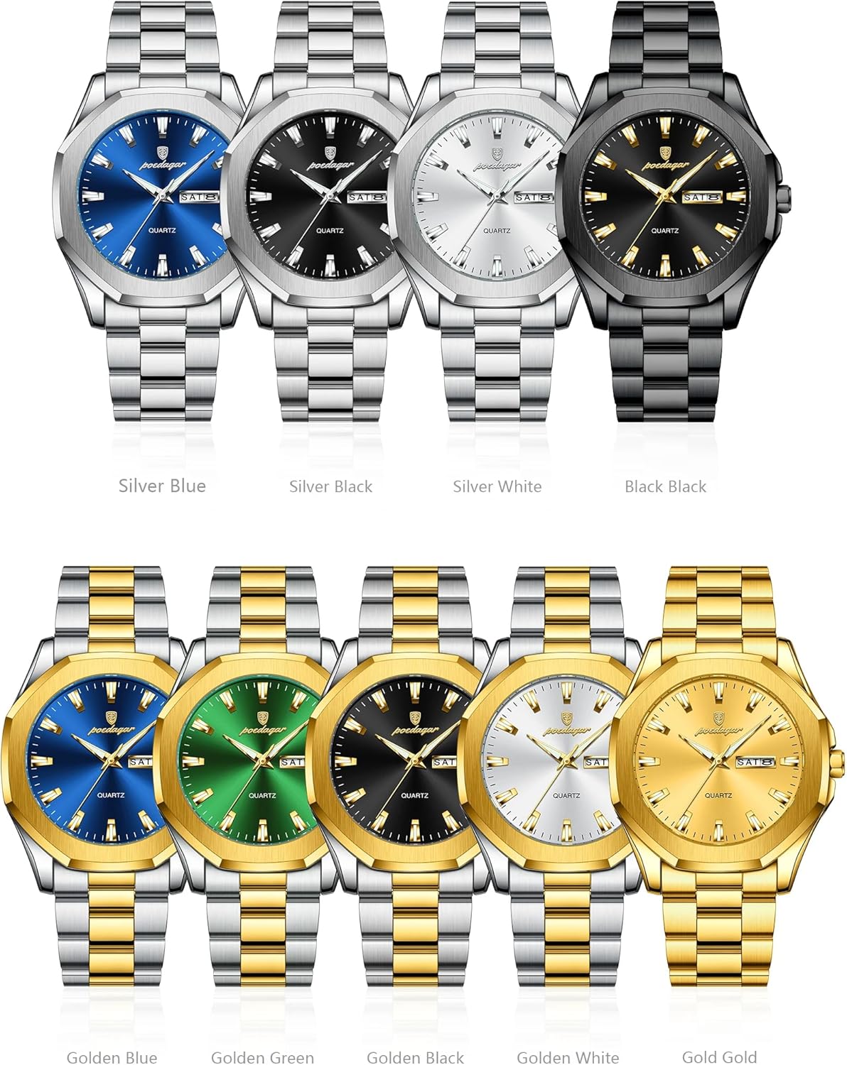 Luxury Casual Men Wristwatch Waterproof Luminous Week Date Man Watch Stainless Steel Fashion Sport Quartz Men's Watches - Image 6